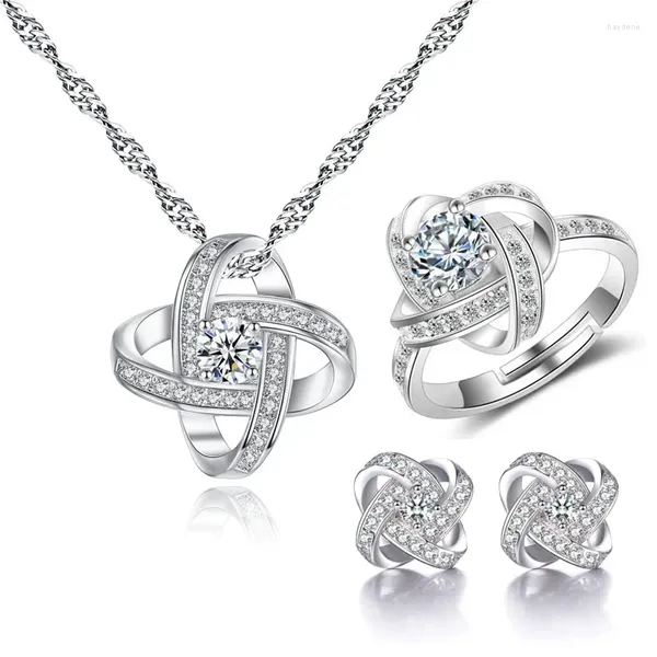 Orecchini di collana set romantici Eternal Star Zircone Ring Jewelry per Women Wedding