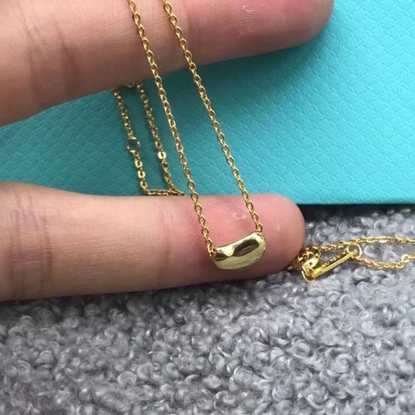 Novo colar de prata esterlina 100% 925 com pingente de feijão, colar de marca de luxo em ouro 18k, ervilhas, designer de moda, gargantilha, colar, joia, presente para mulheres