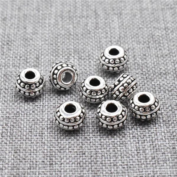 Pietre preziose sciolte, 8 pezzi di perline distanziatrici a botte di tamburo in argento sterling 925 per bracciale, collana, 6 mm