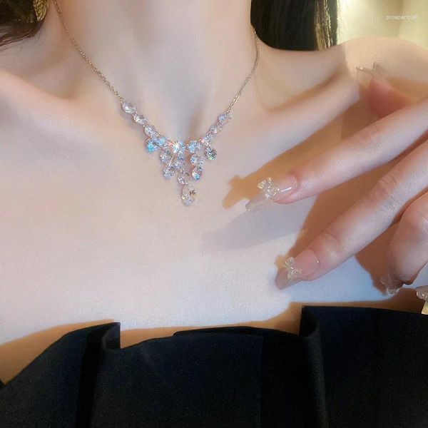 Collier ras du cou à franges en Zircon pour femmes, chaîne de clavicule, haut de gamme, bijoux cadeaux, vente en gros