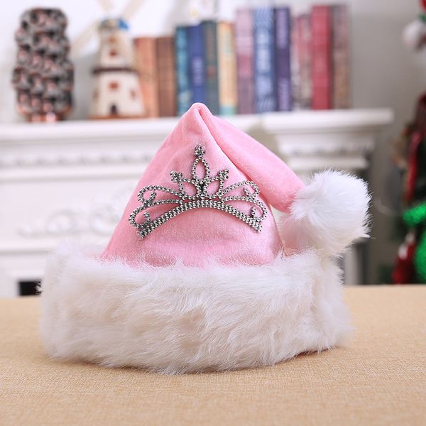 Nuove decorazioni natalizie Nuovi costumi per le vacanze Vesti i panni di un cappello di peluche natalizio con corona rosa per adulti