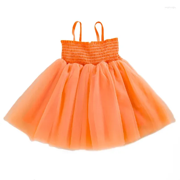 Платья для девочек, коллекция 2024 года, летняя одежда для малышей, милое корейское сетчатое праздничное платье принцессы без рукавов, детское платье, костюм на день рождения, Хэллоуин, BC1341-1