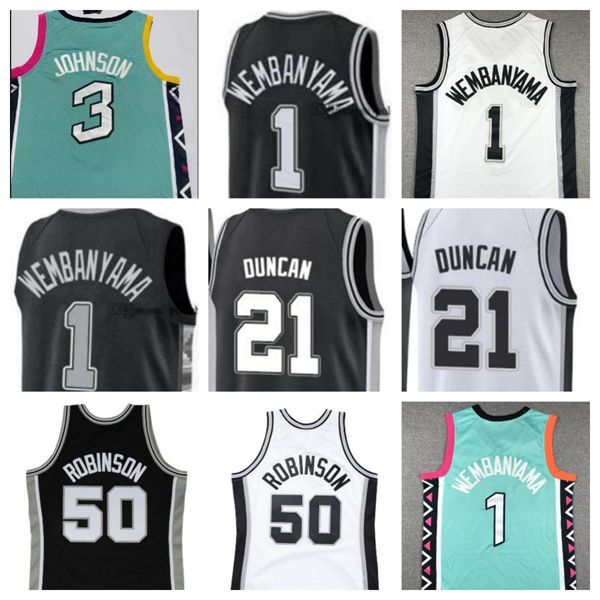 2023 1 Victor Wembanyama Basketball-Trikots Herren 3 Keldon Johnson David Robinson 21 City Jersey Retro-Shirts