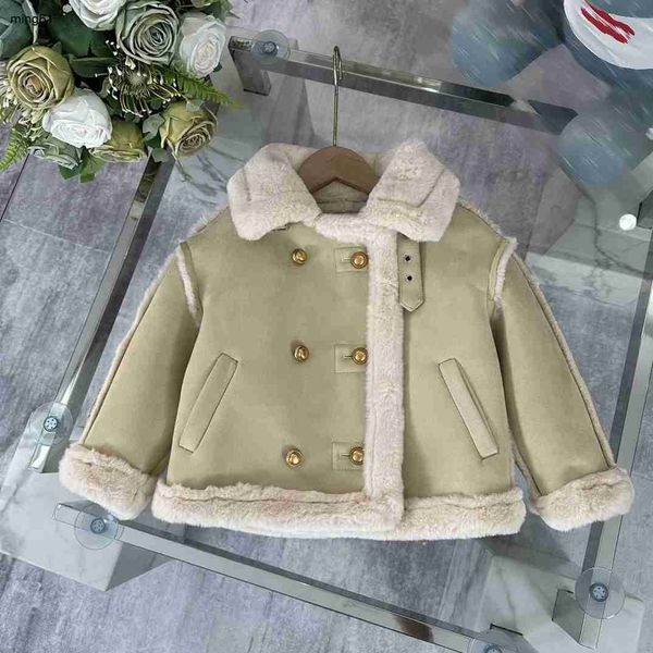 Markenjacke für Kinder, warme Babymäntel aus Lammhaar, Größe 110–160 cm, Kindermantel mit integriertem Design aus Leder und Fell, 15. Okt