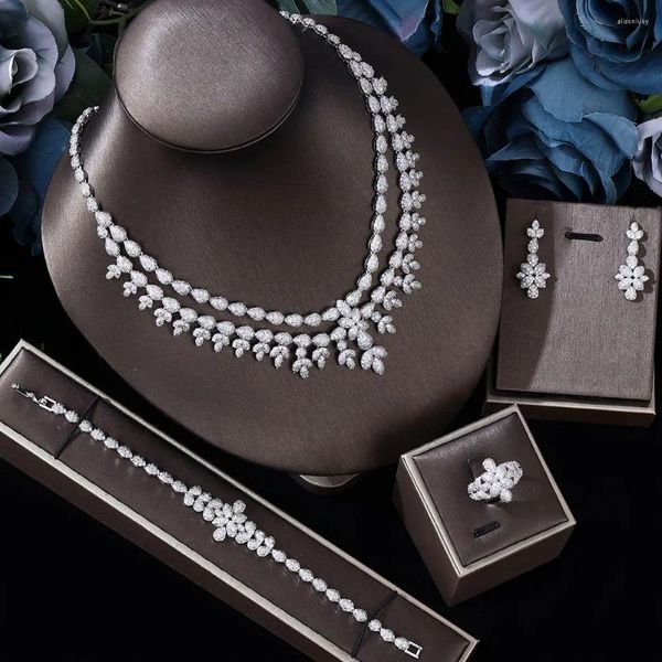 Halskette-Ohrringe-Set, Zirkonia, Brautschmuck, modisch, Dubai, komplett, Damen-Hochzeits-Party-Accessoires-Design