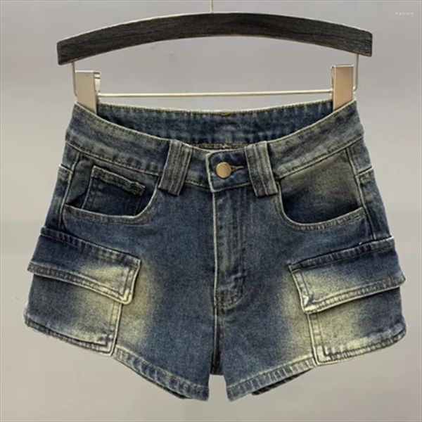 Shorts femininos vintage jeans feminino estiramento nádegas macacão curto sexy meninas calças verão