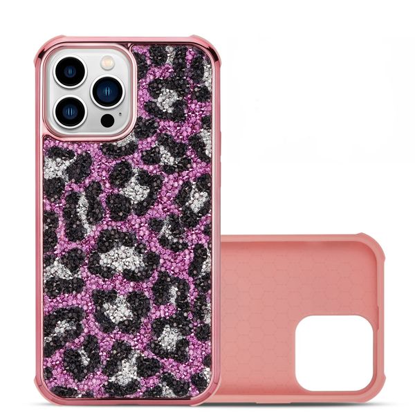 Custodia leopardata di lusso con glitter bling per IPhone 13 12 11 Pro Max X XR XS Max Protection 2 in 1 Cover Cover Custodie
