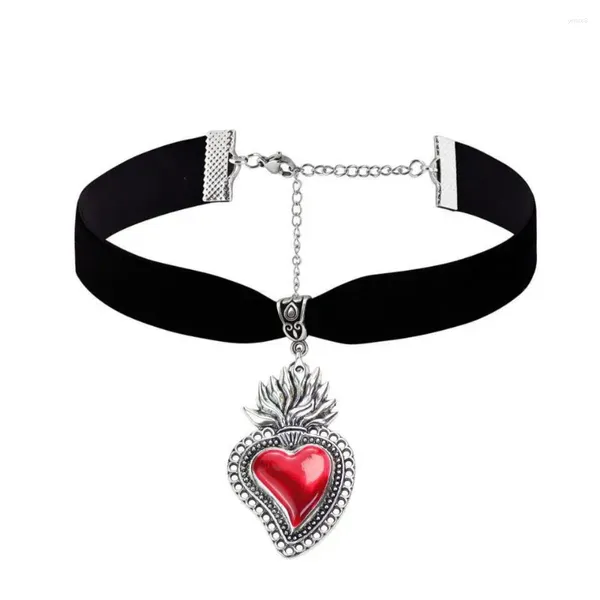 Choker Gothic Halloween Punk Rot Zirkon Herz Samt Leder Trend Harajuku Ohrringe Für Frauen Grunge Schrecklich Einfache Egirl Zubehör