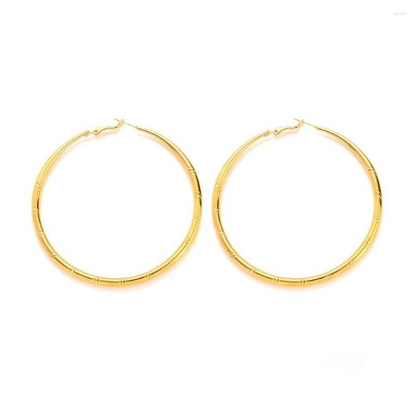 Brincos de argola PAR DE GRANDES BENEFÍCIOS Banhados A OURO GRANDE CÍRCULO CREOLE CHIC HOOPS PRESENTE UK268O