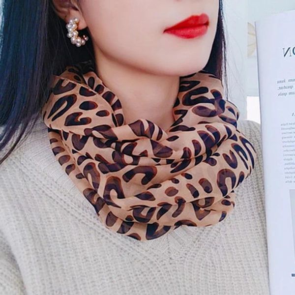 Schals Koreanische Weibliche Dünne Lange Chiffon Leopard Print Nackenschutz Seide Sommer Strand Handtuch Sonnenschutz Schal Lätzchen P58