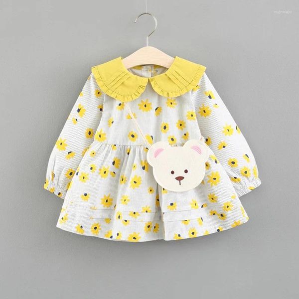 Vestidos de menina outono primavera nascido vestido roupas de bebê floral para roupas princesa festa de natal camisa da criança topos 3t