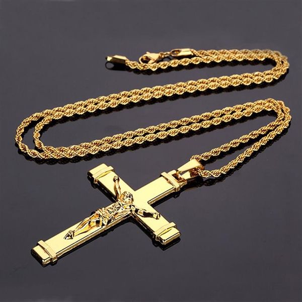 Popolare ornamento Hip Hop Collana con ciondolo croce di Gesù Rapper Hip Hop Rocker Party Accessori necessari 3 stili272t