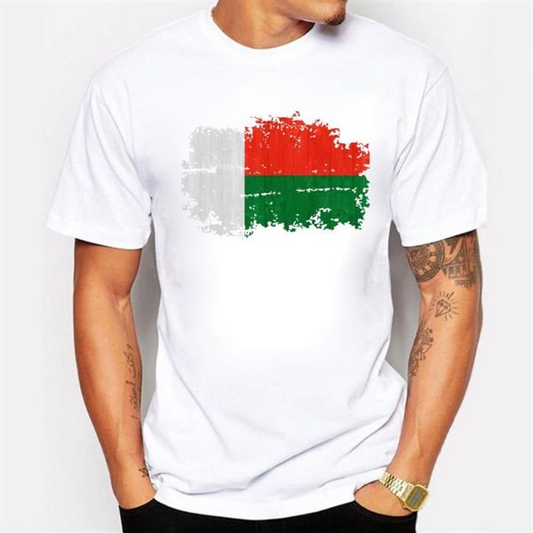 Camiseta masculina com bandeira de Madagascar, manga curta, gola redonda, algodão, camisetas swag, moda verão, bandeira nacional, men332a