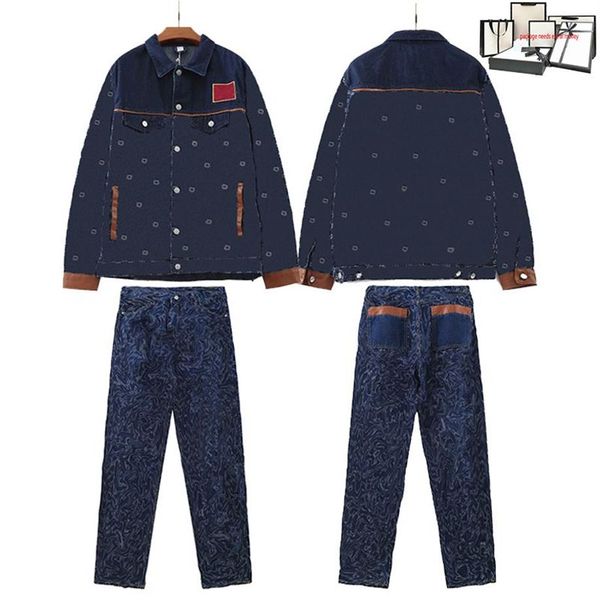 Sıradan Mens Trailtsuits Moda Mektubu Baskı Jean Setleri Hip Hop Kovboy Ceket Kotu İki Parça Takım Klasikler Cep Botton Tracksuit296a