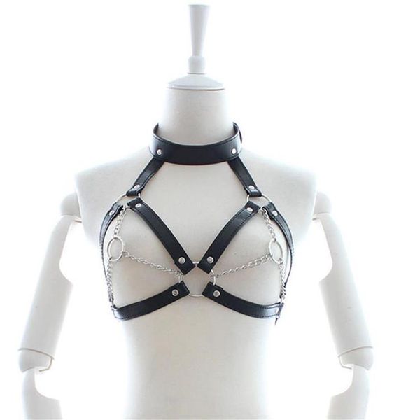 BHs Sets Einstellbare Damen Pu-Leder Kragen Kette Offener BH Mundknebel Nippelklemmen Zurückhaltung Bondage Nacht Exotische Kleidung für 311B