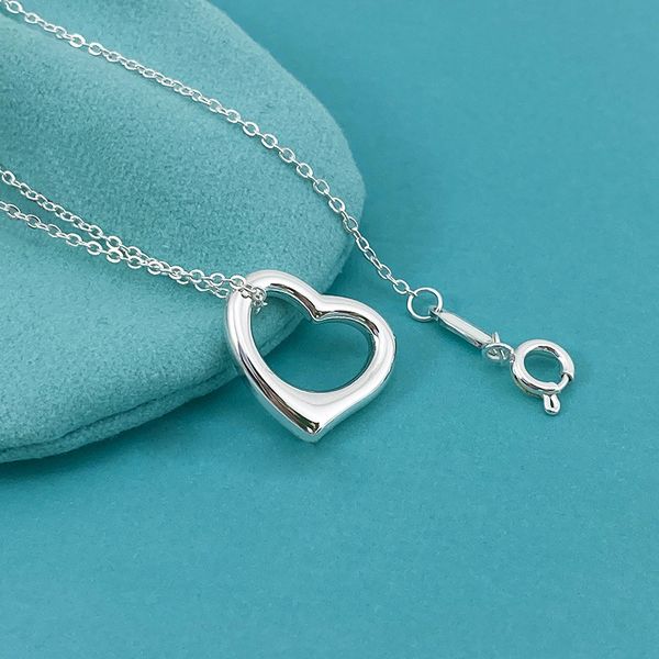 925 collana di design d'argento per donne incavate a forma di cuore a forma di cuore con collane di lusso a catena di clavicola