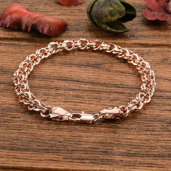 Link Armbänder Mode Rose Gold Überzogene Armband Welle Twisted Seil Kette Für Frauen Metall Hochzeit Party Schmuck Trend 2023