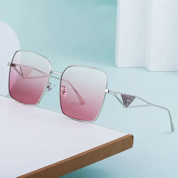 Óculos de sol elegante quadro de metal quadrado ao ar livre uv resistente óculos viagem espelhos decorativos condução anti