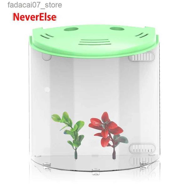 Aquarien USB-Schreibtisch-Aquarium, kleines Aquarium, LED-Beleuchtung + Wasserpumpe + Filterschwamm + verstellbare Luft/Sauerstoff, 5 l Mini-Büro-Fischglas YQ231018