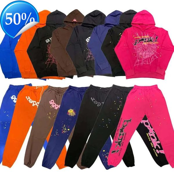 Felpe con cappuccio da uomo Felpe 2023 Sp5der Young Thug Angel Pullover Rosa Rosso Pantaloni con cappuccio da uomo Top1 Scarpe di qualità Sp5ders Stampa Spider Web