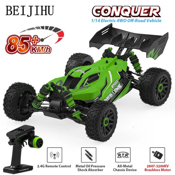 Diecast Modelo 1 14 85KM H Brushless RC Car Profissional 4WD Elétrico de Alta Velocidade Off Road Controle Remoto Drift Toys para Crianças VS WLtoys 144010 231017