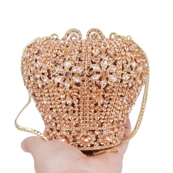Sacos de noite KHNMEET elegantemente bonito cristal coroa designer bolsa de casamento sacos de baile feminino pochette diamante pulseiras SM26 231017