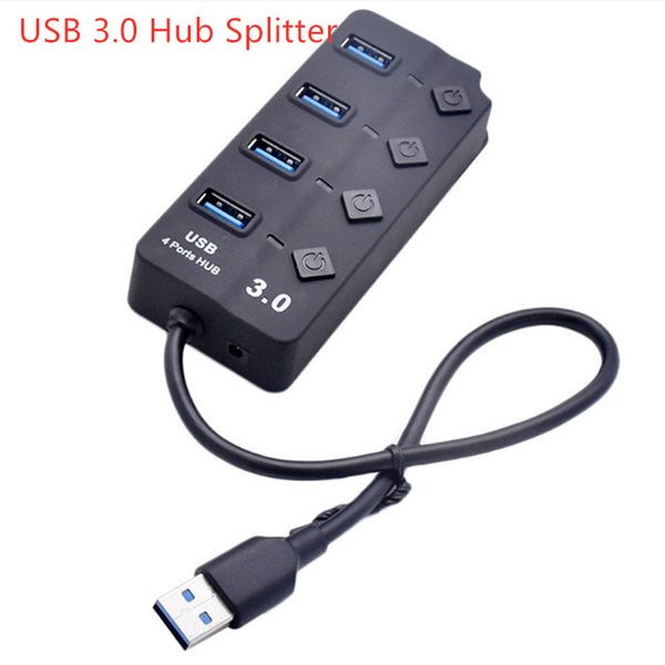 Siyah Yüksek Hızlı Gerçek USB 3.0 Hub 4 bağlantı noktası USB Hub Splitter 5 Gbps PC Dizüstü Bilgisayar Defteri Masaüstü Perakende Kutusu ile Hız