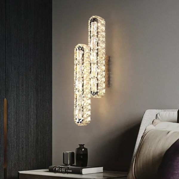 Decorações de jardim Luxo Moderno Oval LED Lâmpada de parede de cristal AC 90 / 260V para sala de estar Decoração de quarto Luminárias internas Decoração de casa 231017