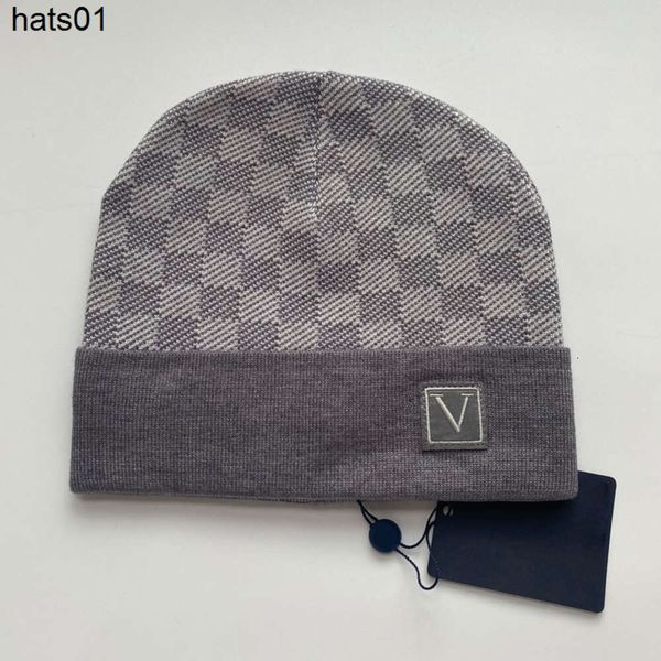 Atacado Designer Beanies Homens e Mulheres Lvity Beanie Outono / Inverno Térmico Malha Carta Chapéu Ski Marca Bonnet Alta Qualidade Xadrez Crânio Caps Luxo Quente Cap