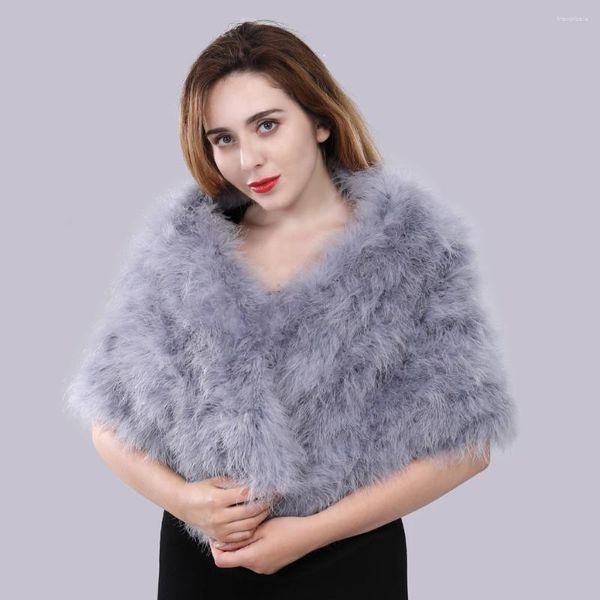 Lenços de pele de casamento xale genuíno couro de avestruz envoltórios plus size elegante marca turquia lenço cor sólida personalizado