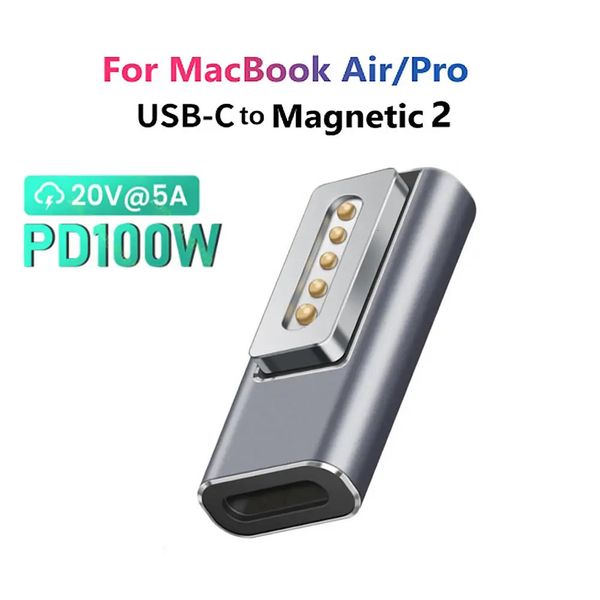 Adaptadores de laptop Carregadores USB Tipo C Adaptador magnético PD para Magsafe 1 2 Air Pro Indicador LED Carregamento rápido Conversor de plugue magnético 231018