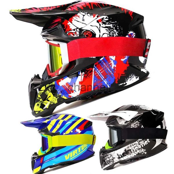 Caschi da ciclismo Casco da motociclista di sicurezza Casco da motociclista fuoristrada con occhiali Casco da corsa fuoristrada ATV DOT mantello femminile x1018