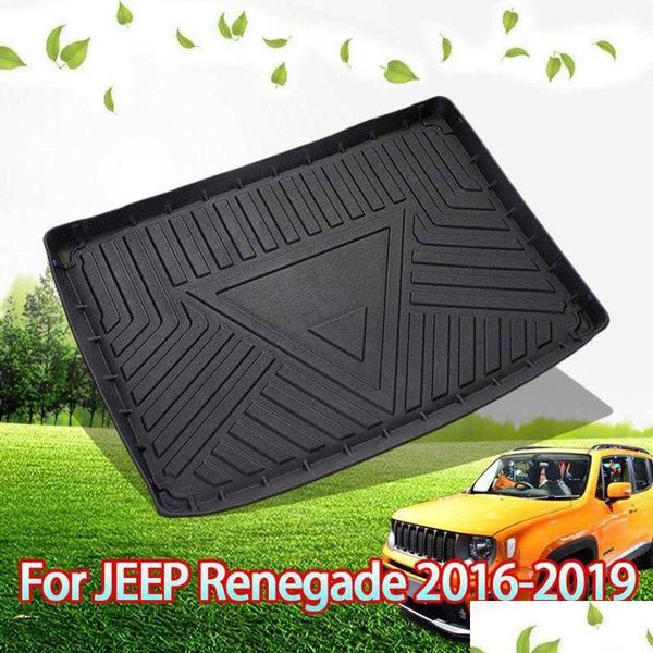 Vassoio da pavimento per tappetino da carico per rivestimento del bagagliaio in gomma per bagagliaio posteriore per Jeep Renegade - Consegna drop Dh2Er
