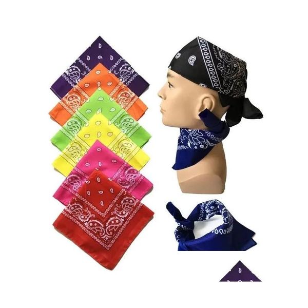 Parti Favorisi 55x55cm Paisley Bandana Çift Yan Baskı Başlığı Sarma Bilek Sihirli Kafa Bandı Hip Hop Headscarf Kerchief Ev Bahçe Festival Dheyu