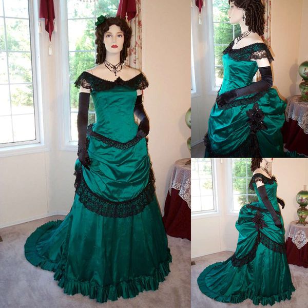 Cosplay Cosplay Cosplay Vestido de baile feminino gótico vitoriano Steampunk Retro da era industrial Vestido verde de caminhada Vestido de baile de vampiro Vestido de noiteCosplayCosplay