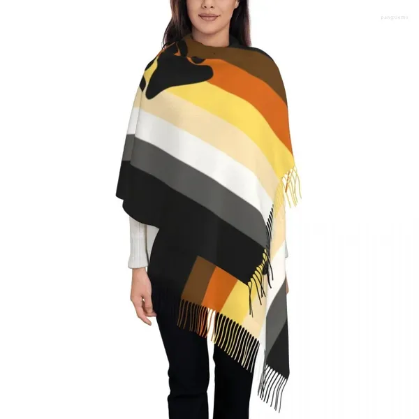 Ethnische Kleidung Personalisierter Druck Gay Bear Pride Flag Schal Damen Herren Winter Warme Schals Schal Wrap