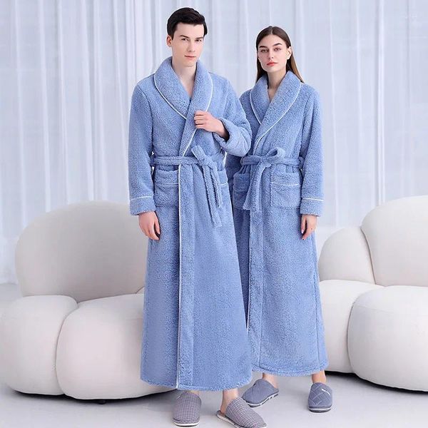 Kadınların Pijama Mercan Velvet Çift Çobanı Sonbahar Kalınlaştırılmış Genişletilmiş Peluş Nightgown Seksi Boşluk Erkekler Büyük Boyut Flanel Ev Giysileri