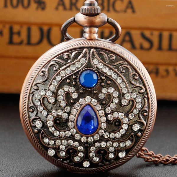 Relógios de bolso Rose Gold Luxurz Quartz Watch números árabes Cadeia Mulheres Vintage Grace Pingente Colar Gifts