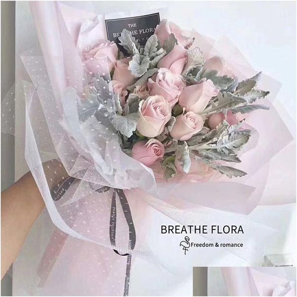 Papel de embalagem coreano diy flor envoltório malha presente material de embalagem bouquet florista suprimentos papel kraft decoração de casamento 50 dhgarden dhhio