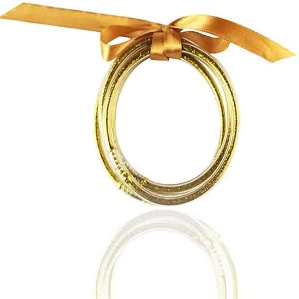 Набор из 5 шт., всепогодные желейные браслеты, браслеты с радужным блестящим наполнением, силиконовые круглые для женщин и девочек1588