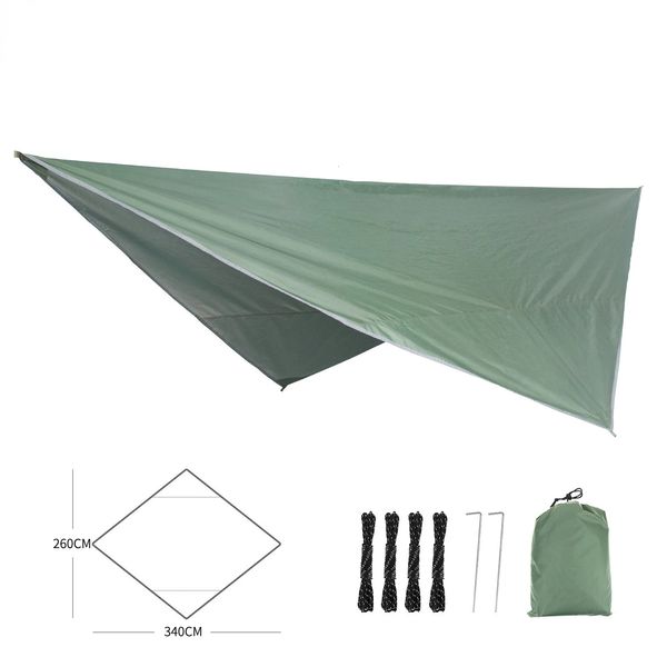 Tendas e abrigos 190T Rhombus Waterproof Tarp Tent Shade Outdoor Camping Hammock Rain Fly UV Garden Toldo Canopy Sunshade Ultralight 340x260cm 231018