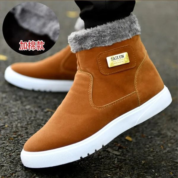 Boden dicke 408 Mode Winter warme Männer Schnee Freizeitstuhl Herren Reißverschluss Knöchelstiefel Zapatillas Hombre 231018 s