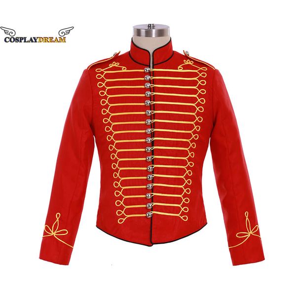 Cosplaymichael jackson cosplay kostüm kırmızı ceket ceketi michael jackson sahne kıyafetini gerçekleştirme ortaçağ asker memuru üniforma ceketcosplaycosplay