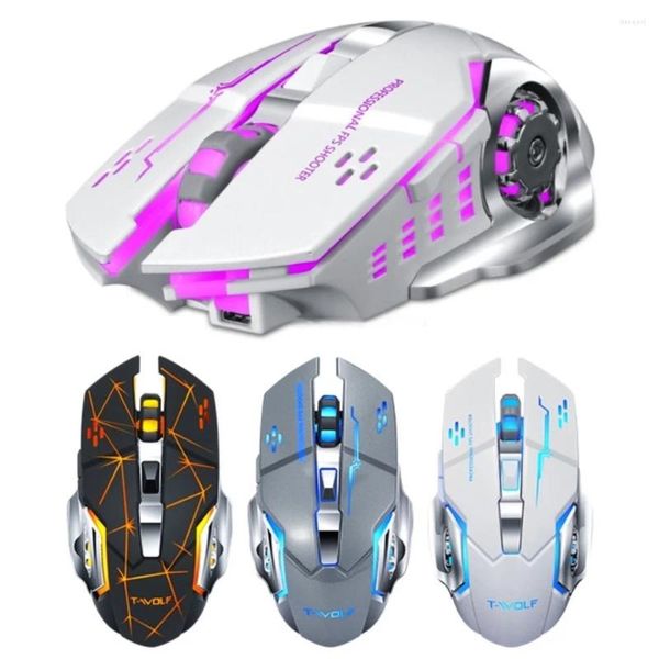 Ratos para tetikus tanpa wayar 2.4g sem fio jogo recarregável mouse mudo colorido silencioso led retroiluminado usb óptico