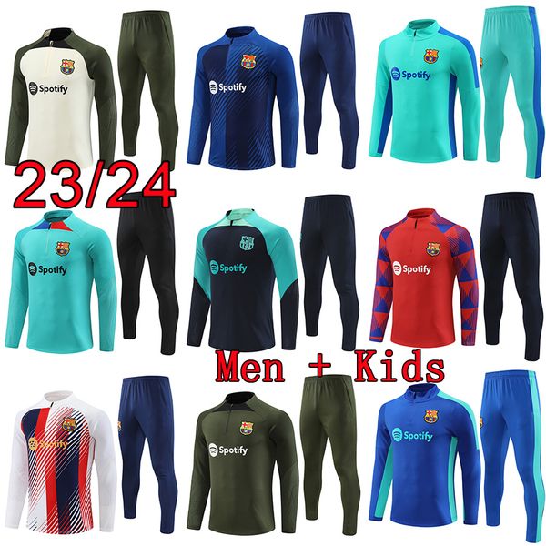 2023 2024 Barcelonas Long Sleeves Soccer Tracksuit Men and Kids Kit 23 24 Adult Football Training suit Child Jogging Tracksuits Basselse Chandal futbol chandal