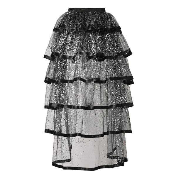 Saia burlesca vitoriana tema traje gótico steampunk punk saias overskirts
