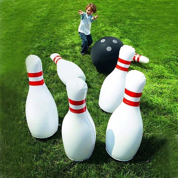 Bowling dev şişme set büyük 22 inç pimler ve büyük 16 top büyük çim bahçesinde kapalı açık oyun çocuk 231017