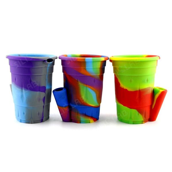 Силиконовая чашка для кальяна, бонг, камуфляж, многоцветная силиконовая трубка для воды, Dab Rig со стеклянной чашей, масло для курения табака