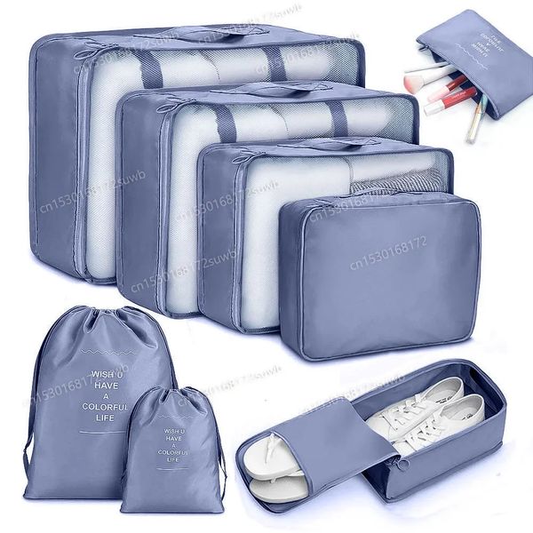 Diğer temizlik organizasyonu 6pcs seyahat çantası organizatör kıyafetleri bagaj battaniye ayakkabı organizatörleri bavul seyahat poşeti paketleme küpleri 231018