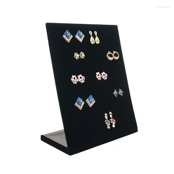 Bolsas de jóias Black Velvet Brinco Placa Titular Ear Studs Showcase Rack Prateleira Display Stand para Mulheres